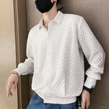 Summer Plaid Shirts Men Loose Long Sleeve Casual Shirt Black/white Single-breasted Social Party Tuxedo Blouse Men Clothing