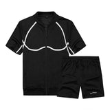 Suit Summer Track Men Fashion Leisure brand Men's Set Tracksuit Sportswear Male Sweatsuit Short Sleeves T shirt 2 piece set 4XL