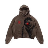 Foesce New Long Sleeve Black Top Harajuku y2k Pullover Loose Zipper Fashion Hoodie Men Oversized Sweatshirt Women Print Streetwear
