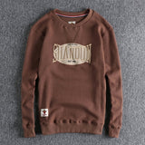 Autumn New American Retro Pineapple Knitted Embroidery Sweatshirts Men's Simple Heavyweight Washed Pullover Casual Sportwear