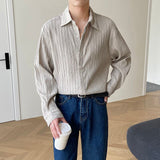 Autumn Long Sleeve Shirts Men Slim Fashion Social Mens Dress Shirts Korean Loose Casual Pleated Shirts Mens Formal Shirts M-2XL