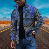 Vintage Floral Print Turn-down Collar Buttoned Jackets Men Autumn New Arrivals Clothing Mens Fashion Slim Long Sleeve Coats