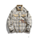 Foesce New Arrival Retro Vintage Pockets Embroidery Plaid College Student Men Baseball Bomber Jacket Unisex Women Varsity Coat Casual