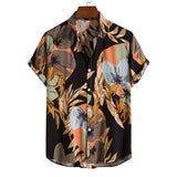 Hot Sale  Summer New Men's Fashion Trend Printed Short Sleeve Shirt Casual Lapel Single Breasted Camisas Para Hombre