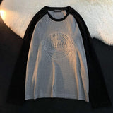 Long-sleeved T-shirt Men Women Extra Large Size Academy Vintage Niche Aesthetic Top Simple Stitching Personality Lover Shirt