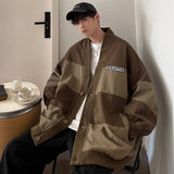 Spring Men's Retro V-neck Jacket with Oversized Fashionable Fat Man Loose Personality Jacket