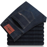 Spring Autumn Men's Smart Elastic Jeans Business Fashion Straight Regular Stretch Denim Trousers Men Jeans  28-40