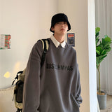 Foesce 100% Cotton High Quality Round Neck Men's Sweatshirt Harajuku Letter Print Hip Hop Autumn and Winter New Loose Couple Streetwear