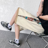 Summer Cotton Embroidery Shorts Men Fashion Casual Flower Shorts Mens Japanese Streetwear Loose Hip-hop Straight Shorts Men