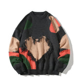 Autumn Oversize Patch Sweatercoat Men Baggy Jumper Fashion Harajuku Streetwear Knitwear Pullovers Clothing Male Female Plus Size
