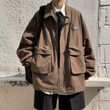 Cargo Jackets Men Retro Japanese Stylish Zip Up Clothing Teens Design Military Personal Streetwear Fashion Chaquetas Casual Chic