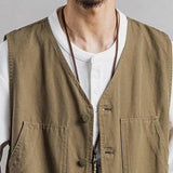 Men's Vests Casual Pockets Sleeveless V Neck Korean Style Loose Spring Autumn Waistcoat Fishing Waistcoats Clothing chalecos
