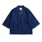 Vintage Heavy Weight Indigo Jacket Men Cotton Kendo Fabric Suit Autumn Male Blue Dyed Loose Pockets Casual Jacket Cardigan Coat