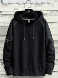 New Spring Multi-Pockets Hoodies Men Streetwear Black Oversized Pullover Sweatshirts Male Cotton Hoody Tops Big Size 8XL