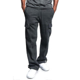 Foesce New Casual Mens Drawstring Elastic Waist Solid Color Pocket Pants Sports Pants Sweatpant