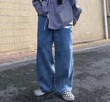 Wide Leg Jeans Men Autumn American High Street Loose Mopping Baggy Fashion Hip Hop Trousers All-match Harajuku Minimalist Daily