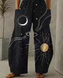 Foesce  New Fashion Pattern Printed Loose Bloomer Pants Women Spring Summer Mid Waist Casual Pants Female Vintage Pockets Trousers
