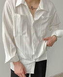 Foesce Men Long-sleeved Shirt Spring Summer Light Mature Korean Solid Blouse Unisex High-end Handsome Luxury Shirt Tops