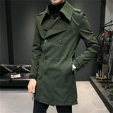 Autumn Winter Men's Jackets Double Breasted Medium-Long Trench Coat Male Solid Color Coats Fashion Windbreaker Outwears