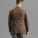 Leisure Mens Blazer Jackets Autumn Vintage Plaid Striped Printed Long Sleeve Lapel Coats For Men Fashion Buttoned Suit Coat