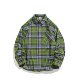 Foesce Long Sleeved Shirts Men Baggy Fashion Plaid Shirt Single Breasted Blouses Streetwear Loose Harajuku Oversized Coat
