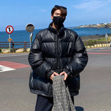 Foesce Legible Thicken Warm Parkas Men Casual Loose Winter PU Jackets Male Stand Collar Winter Coats Man