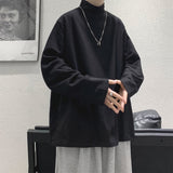 Streetwear  Turtleneck Men Tshirt Solid Color Hip Hop Male Oversized T shirts Man Casual Short Sleeve Top Tees