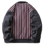 Winter Oversize Stripe Bomber Jacket Men Letter Embroidery Cotton-Padded Coat Fashion Korean Street Zip Up Parka Clothing Male