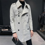 Autumn Winter Men's Jackets Double Breasted Medium-Long Trench Coat Male Solid Color Coats Fashion Windbreaker Outwears