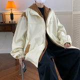 Autumn and Winter New Fake Two Outerwear Korean Fashion Loose Top Sport Casual Hooded Jacket Varsity Jacket Men Streetwear