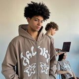 Traf Y2k American hiphop sweater street men oversize loose drape lazy autumn and winter coat cardigan hoodie