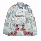 Foesce Silk Shirt Style Formula Racing Driver Gradient Landscape Silk Long Sleeve Shirt S-XL