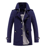 Foesce Trench Coat Men Solid Mid-length Autumn Mens Jacket Young Winter British Fashion Slim Casual Windbreaker Men Clothing
