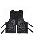 Skeleton Graphic Print Vest Jacket Men's Hihg Street Dark Style Streetwear Autumn Pocket Patchwork Techwear Male Waistcoat