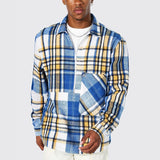 Casual Long Sleeve Turn-down Collar Shirts Men Autumn Fashion Plaid Printing Tops Cardigan For Mens Spring Trend Button-up Shirt