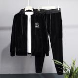 High end men's double-sided gold velvet J jacket suit warm and casual sportswear in autumn and winter