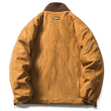 Winter Oversize Suede Vintage Jacket Men Zip Up Cotton-Padded Coat Fashion Harajuku Streetwear Poster Print Parka Clothing Male