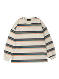 Apricot Stripe T Shirt  American Street Sweatshirt Men's High Street Vintage Hiphop Striped Long-sleeved T-shirt Oversize Tops