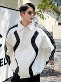 Stitching Lapel Men Coat Off Shoulder Short New Fashion Turn-down Collar Zipper Long Sleeve Male Jacket