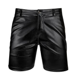 Men's Leather Shorts Elastic Fashion PU Leather Short Pants Dance & Party