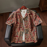 West Coast style floral shirt men's loose silhouette casual short sleeve summer printed beach shirt
