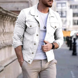 Foesce New Mens Denim Jacket Slim Fit Fashion Jeans Jackets Pocket Jacket Coat Men Handsome Spring Autumn Classic Black White Coat