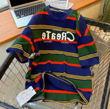 Foesce Retro Striped T-Shirt Women Summer Short Sleeve Round Neck Street Harajuku Cotton T-Shirt Oversized Casual Hip Hop Streetwear