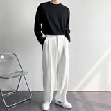 Foesce White Solid Men's Wide Leg Suit Pants Casual New Fashion Brand Male Trousers Baggy Korean Style Pants Clothing