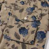 Floral Print Oversized Harajuku Denim Jacket Men's Streetwear Hip Hop Jackets Plus Size Loose Casual Denim Jackets