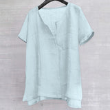 Foesce  Short Sleeve Linen Shirt Men Brief Breathable Comfy Solid Color Loose Harajuku Casual Blouse Hawaiian Shirt Camisa Masculina