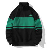 Foesce Fashion New Men's Sweatshirts Patchwork Long Sleeve Zipper Stand Collar Drop Shoulder Classical Pullovers Tops