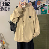 Foesce Art Style Men's Corduroy Long Sleeve Shirts Autumn Korean Shirt Woman Fashion Casual Oversize Shirt Coat Quality Clothing