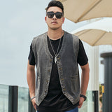 8XL-M Denim Vest Chaleco Hombre Verano Sans Manche Homme Chaleco Hombre Trabajo Gilet Hombre Zomer Jas Heren Jeans Jacket Man
