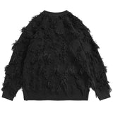Distressed Tassel Sweaters Men's Oversized Streetwear Sweaters Black White Fashion Hip Hop Jumpers Knitted Pullovers